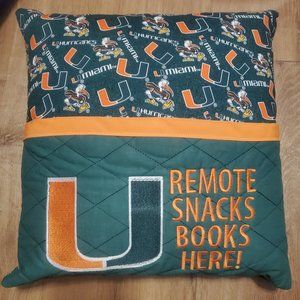 University of Miami Reading Book Pocket Pillow 16"x16"